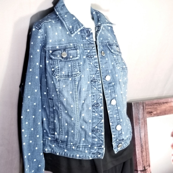 Elle Jackets & Blazers - ELLE Polka Dot Jean Jacket